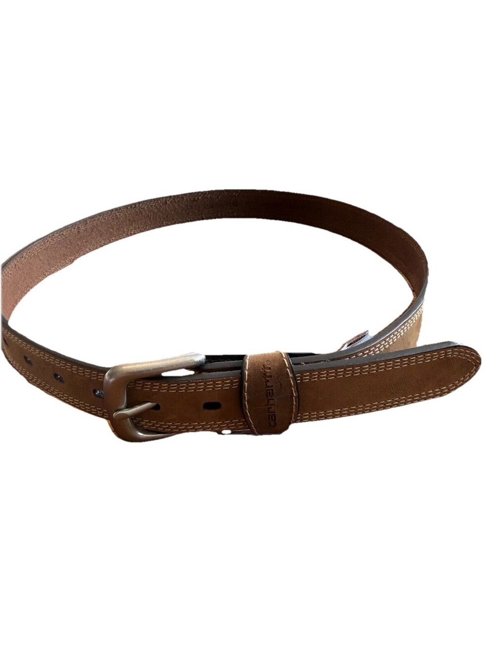 Carhartt Leather Belt Size 30/32 Brown Genuine Leather #4253